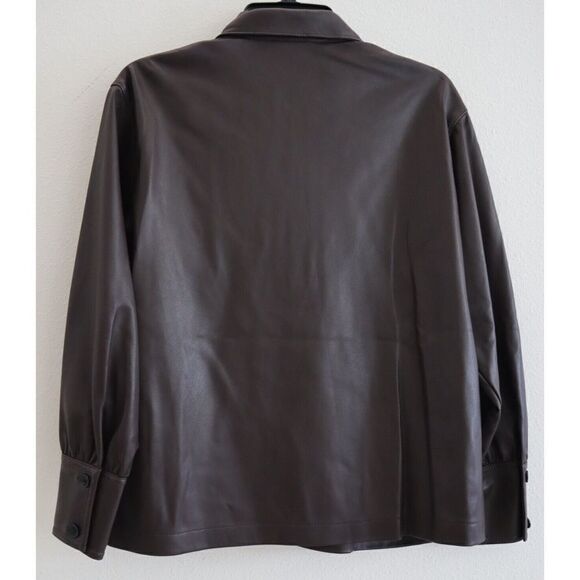 Rebecca Taylor 722439B041 Women's Sz XS Deep Port Brown Faux Leather Top - Picture 4 of 7